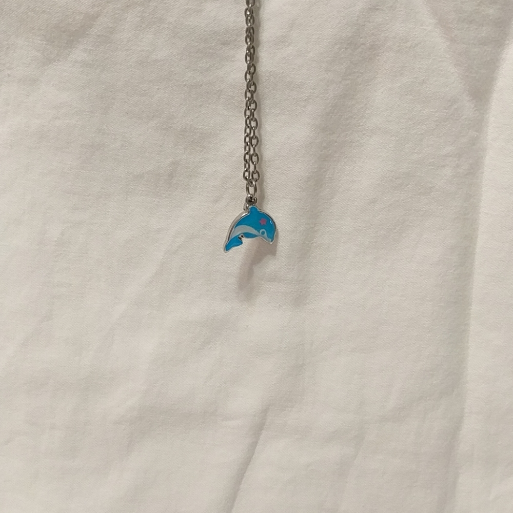 Baby blue dolphin necklace
